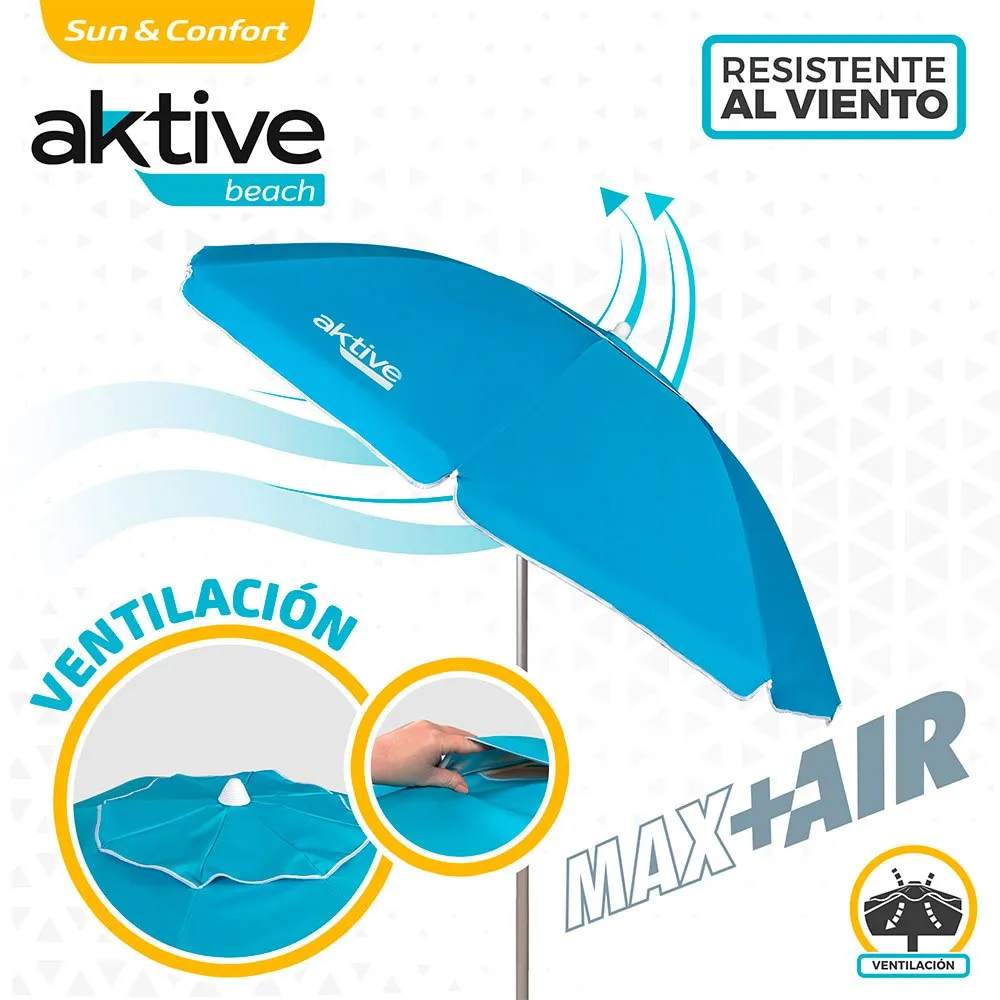 Aktive Strandparasoll Uv50-skydd 200 Cm unisex, Blue, One Size