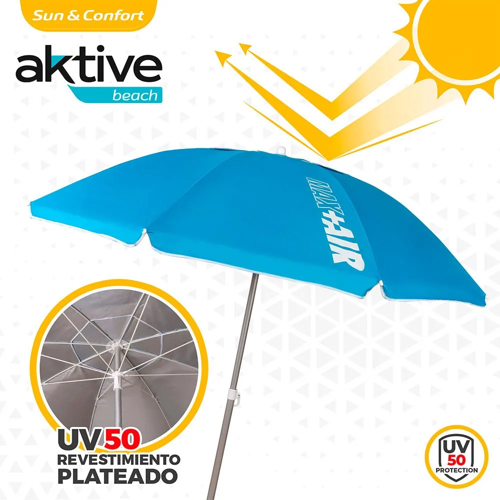 Aktive Strandparasoll Uv50-skydd 200 Cm unisex, Blue, One Size