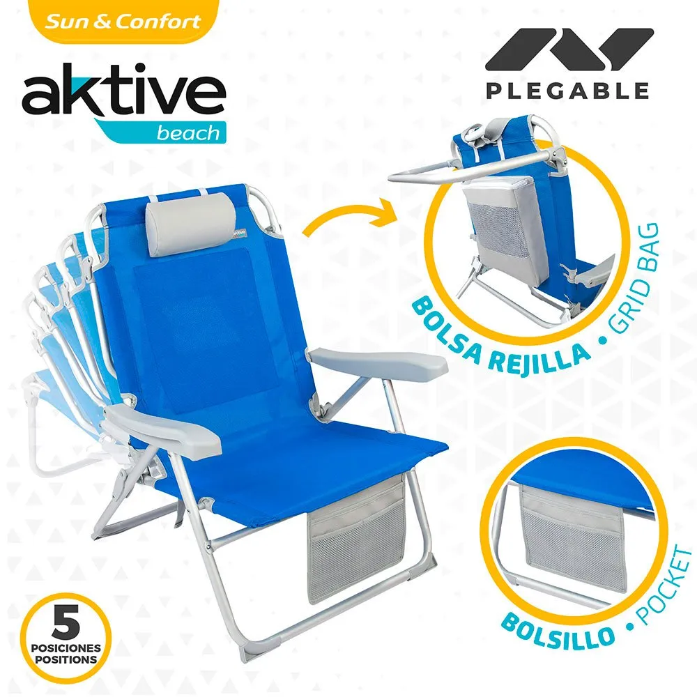 Aktive Strandryggsäcksstol Xxl unisex, Blue, 67.5 x 70.5 x 86cm