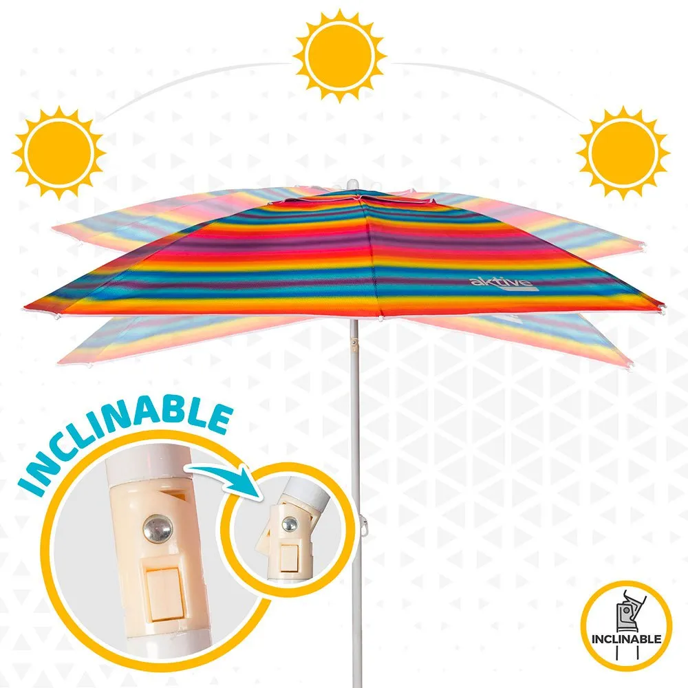 Aktive Sun&confort Ø Vindtätt Uv50 Strandparasoll Med Justerbar Stång 220cm unisex, Multicolor stripes, One Size Aktive Sun&confort Ø Vindtätt Uv50 Strandparasoll Med Justerbar Stång 220cm unisex, Multicolor stripes, One Size