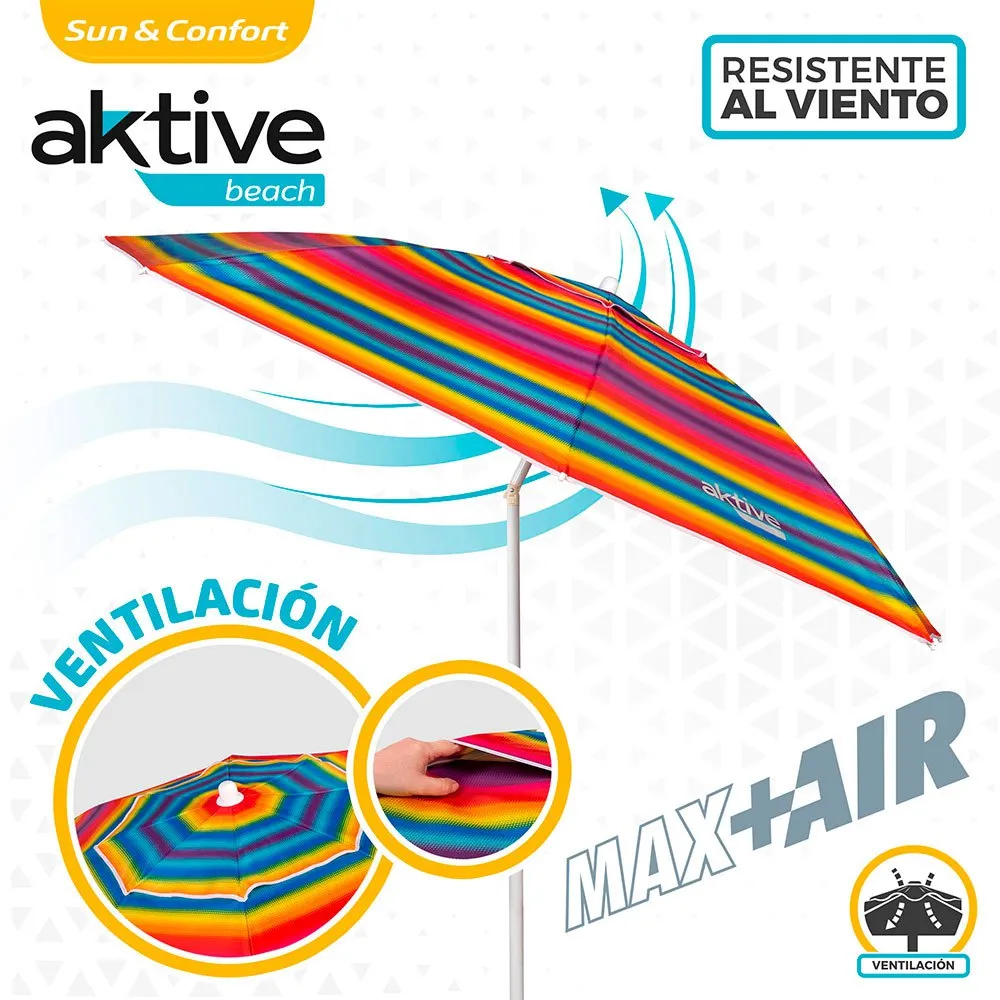 Aktive Sun&confort Ø Vindtätt Uv50 Strandparasoll Med Justerbar Stång 220cm unisex, Multicolor stripes, One Size Aktive Sun&confort Ø Vindtätt Uv50 Strandparasoll Med Justerbar Stång 220cm unisex, Multicolor stripes, One Size