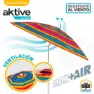 Aktive Sun&confort Ø Vindtätt Uv50 Strandparasoll Med Justerbar Stång 220cm unisex, Multicolor stripes, One Size