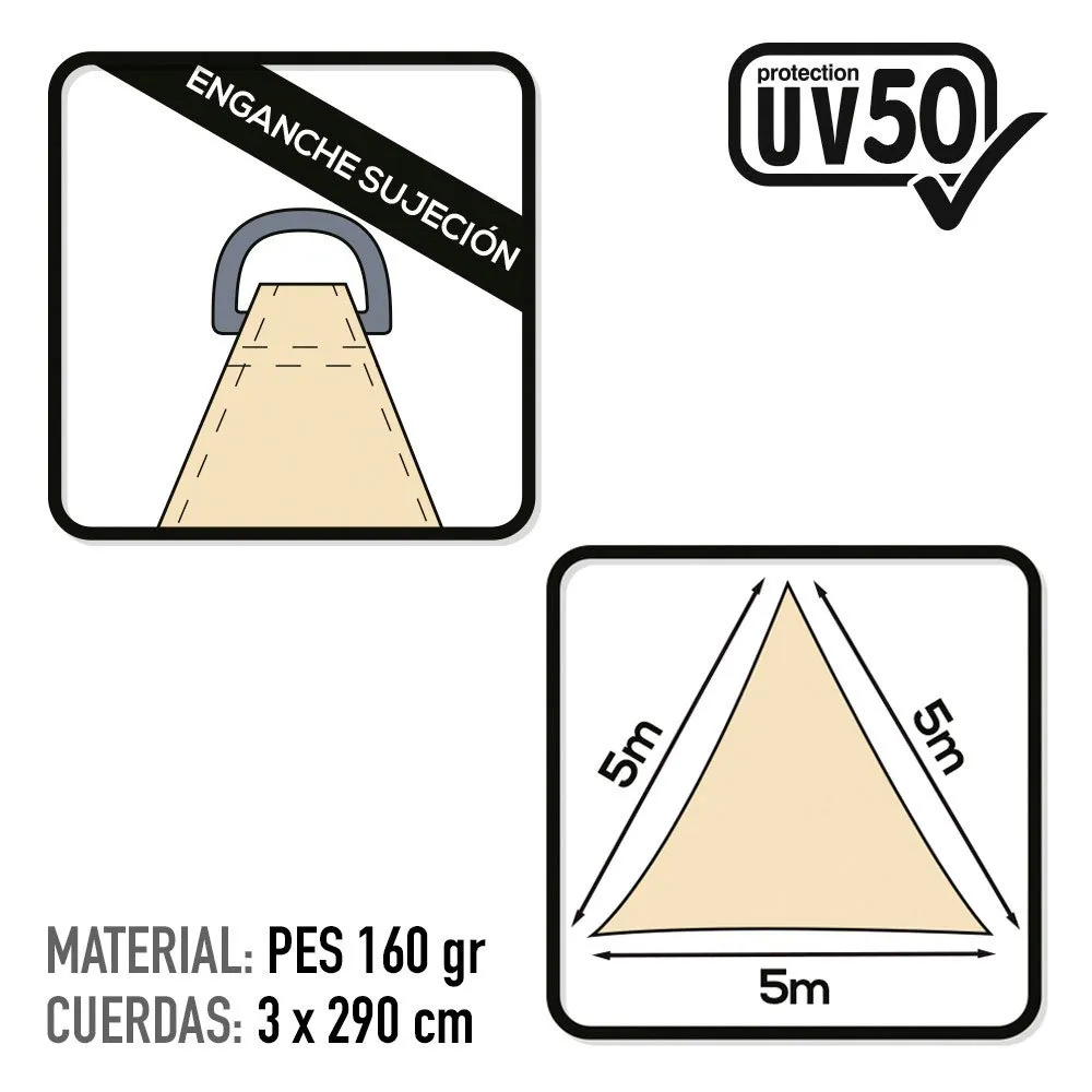 Aktive Triangulärt Solsegel Med Uv50-skydd 500x500x500 Cm unisex, Beige, One Size