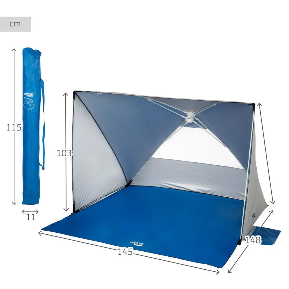 Aktive Uv50 Pop-up Vindskydd Och Strandtält 145x148x103 unisex, Royal / clear / grey, One Size