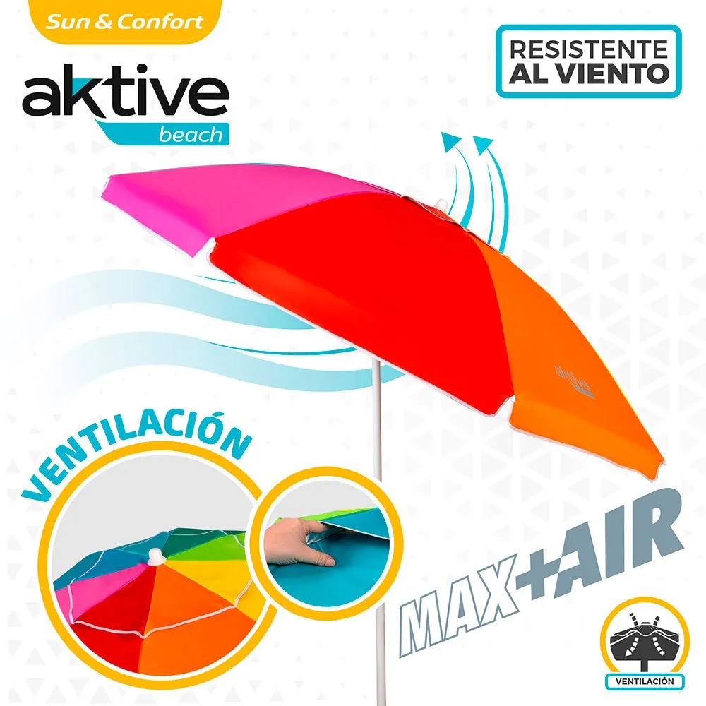 Aktive Vindtätt Strandparasoll Med Uv50-skydd 220 Cm Refurbished unisex, Multicolor panel, One Size