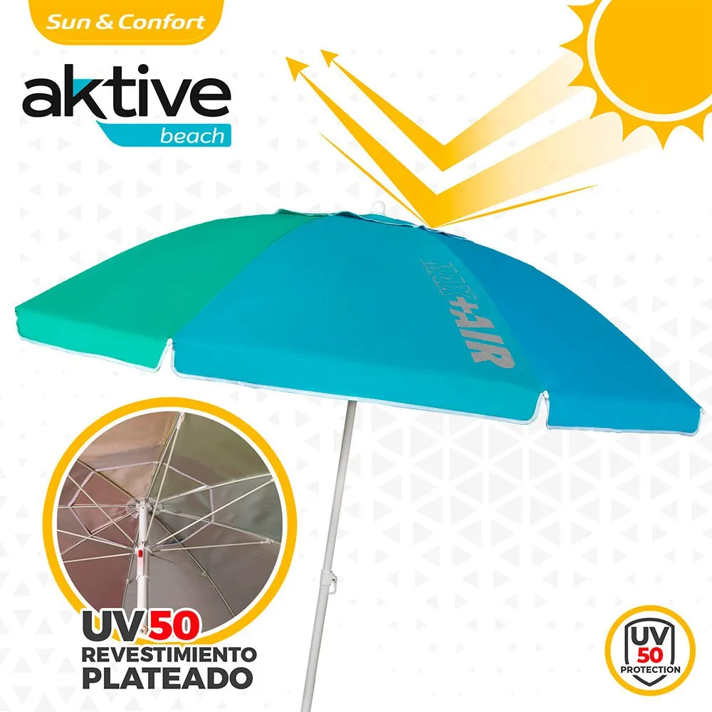 Aktive Vindtätt Strandparasoll Med Uv50-skydd 220 Cm Refurbished unisex, Multicolor panel, One Size