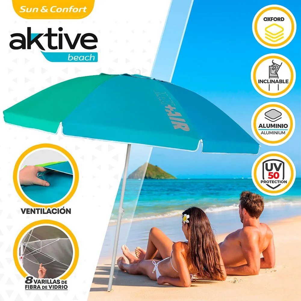 Aktive Vindtätt Strandparasoll Med Uv50-skydd 220 Cm Refurbished unisex, Multicolor panel, One Size