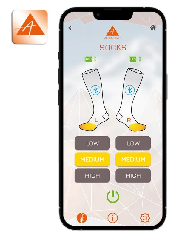 Alpenheat AJ26 Uppvärmda strumpor m/APP