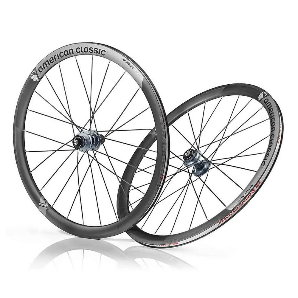 American Classic Carbon 40 Landsvägshjulset, Black / grey, 100 / 130mm, Shimano/Sram HG