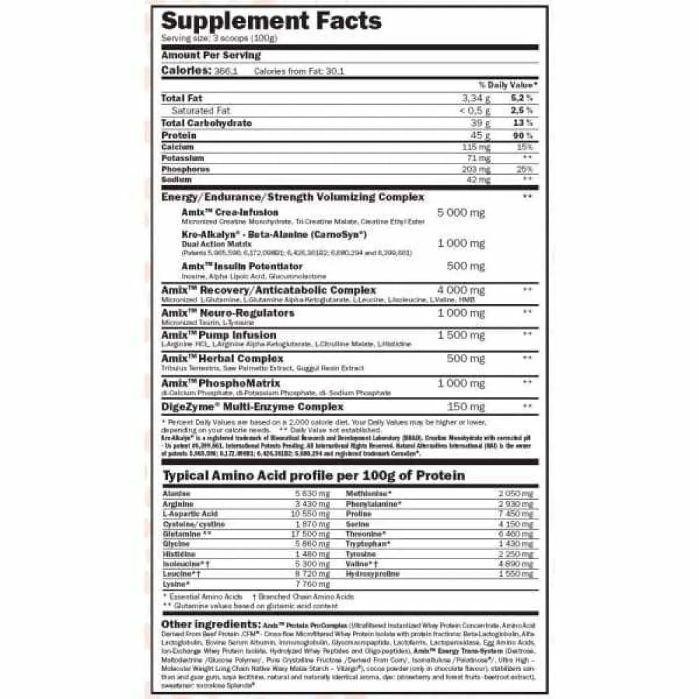 Amix Anabolic Masster Muskelmassa Vanilj 500g, Uncolor, One Size