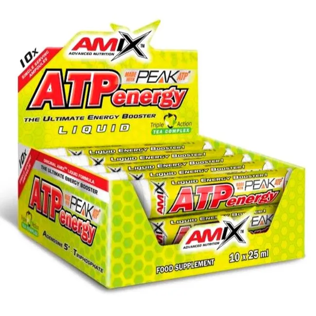 Amix Atp Vials Energidryck Engångsdos Förpackning Citron 25ml 10 Enheter, Yellow, One Size