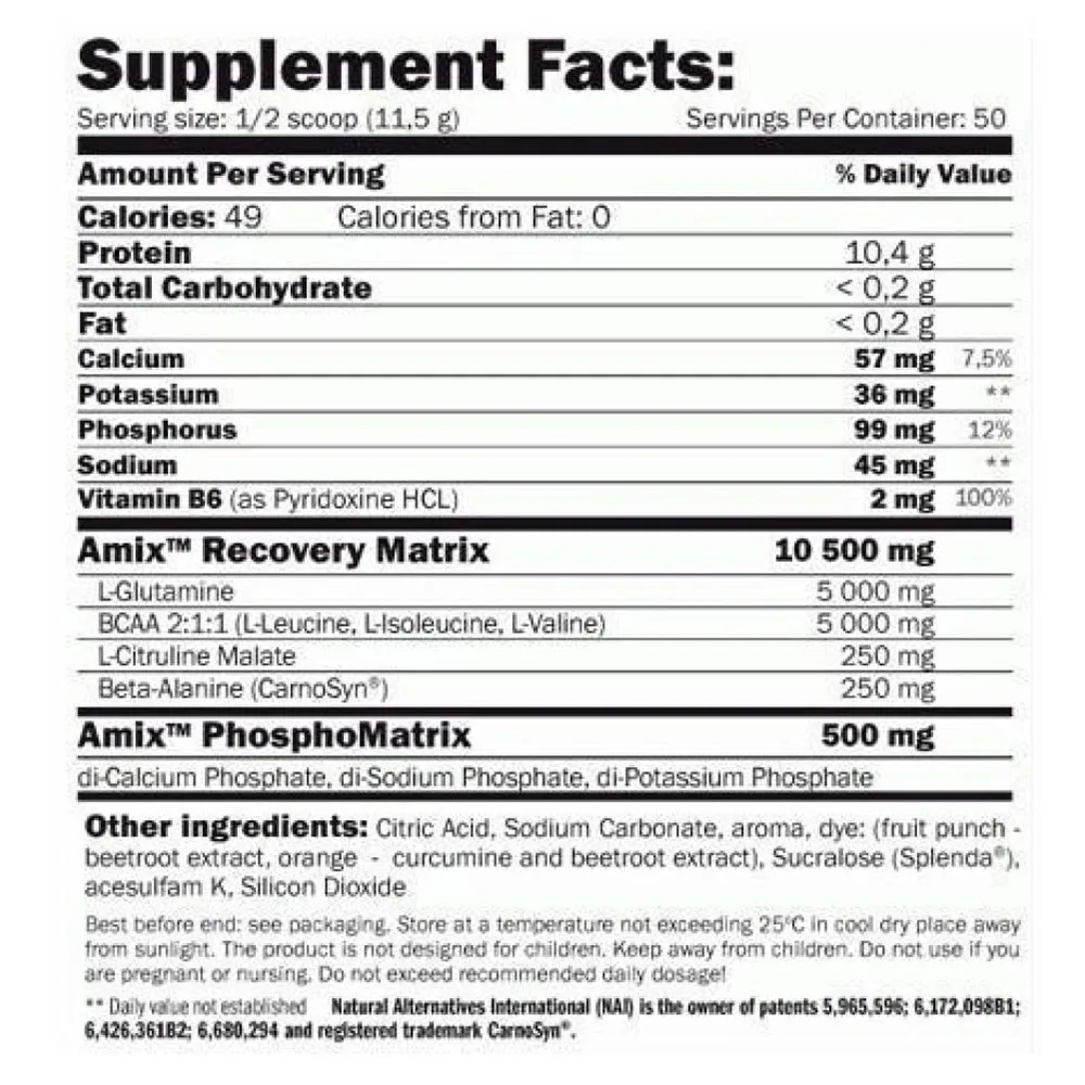 Amix Bcaa Glutamin Aminosyror Fruktpulver 300g, Uncolor, One Size
