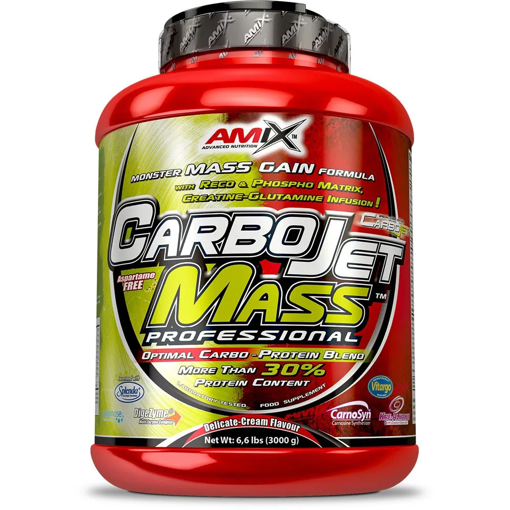 Amix Carbojet Mass Professional Kolhydratpulverdricka Vanilj 3kg, Red / lime, One Size