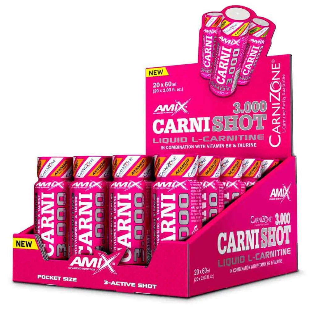 Amix Carnishot 3000 60ml Karnitin Mango 20 Enheter, Pink, One Size Amix Carnishot 3000 60ml Karnitin Mango 20 Enheter, Pink, One Size