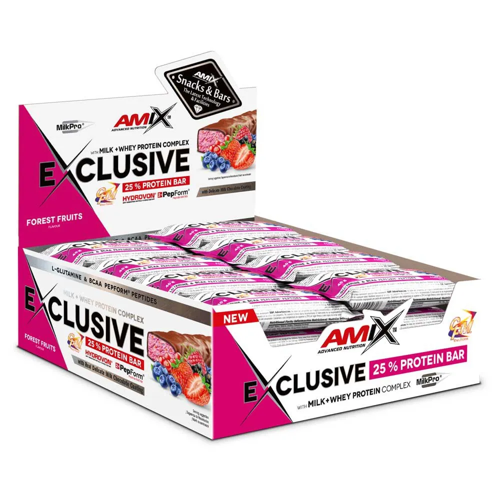 Amix Exclusive Proteinbarslåda Vilda Bär 40g 24 Enheter, One size