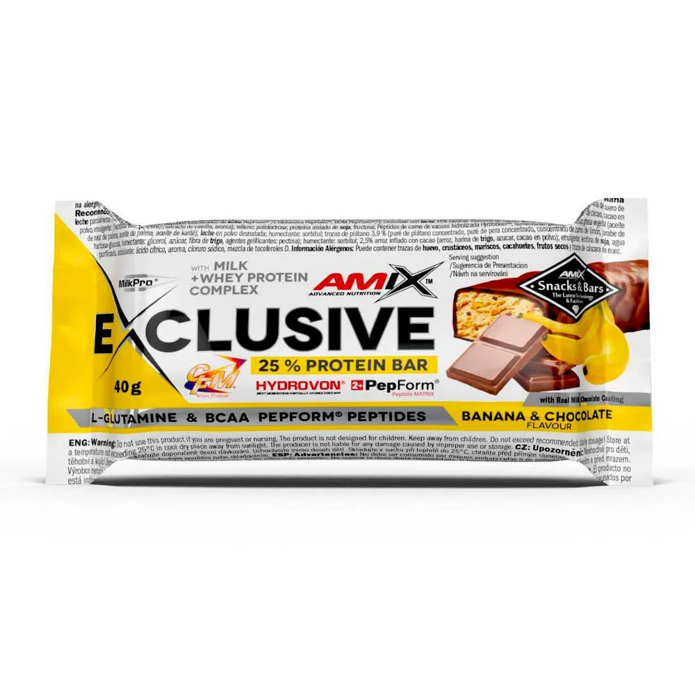 Amix Exklusiv Låda Med Proteinbars Choklad Banan 85g 12 Enheter, One size