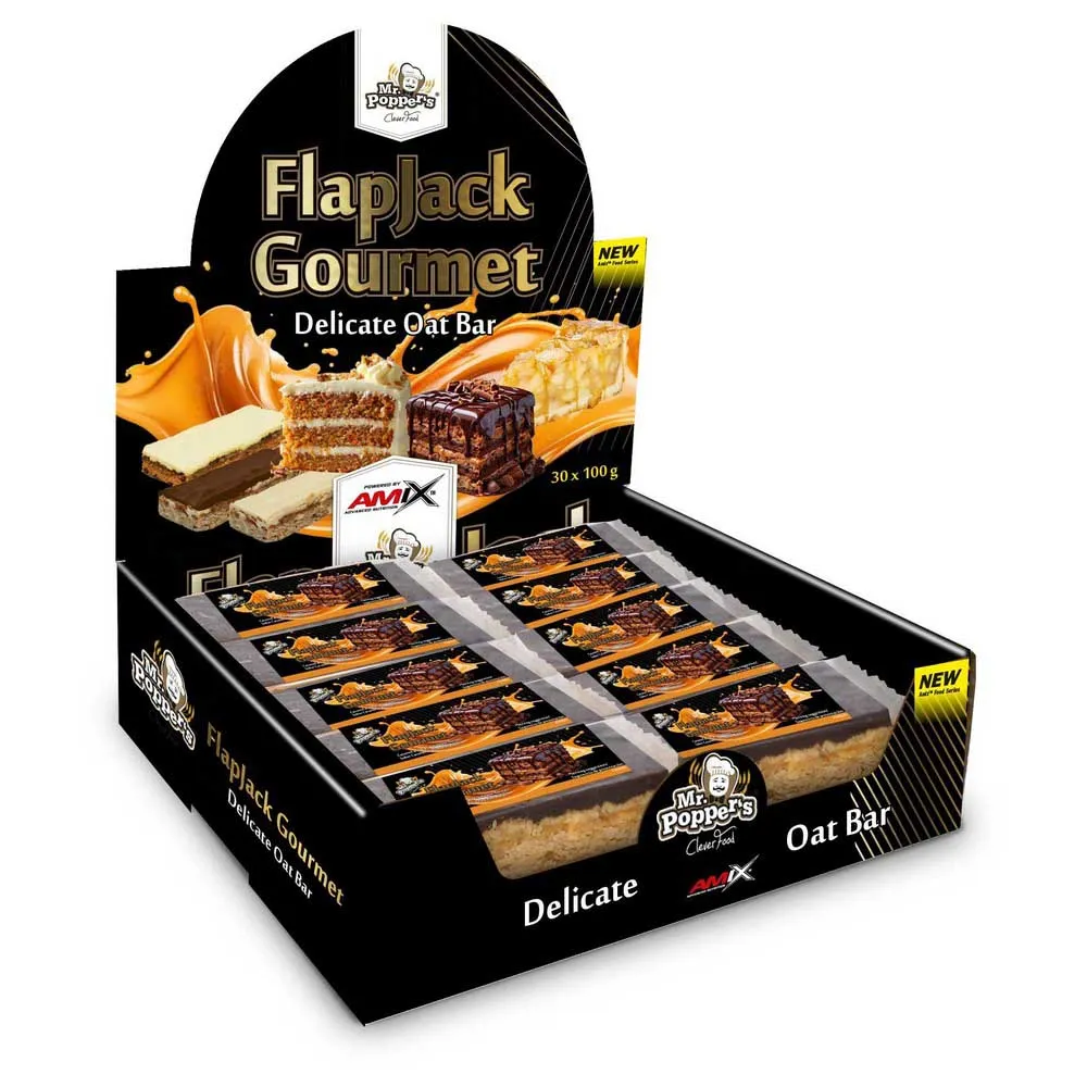Amix Flapjack Gourmet 100g Energibar Mörk Choklad Och Kola 30 Enheter, One size