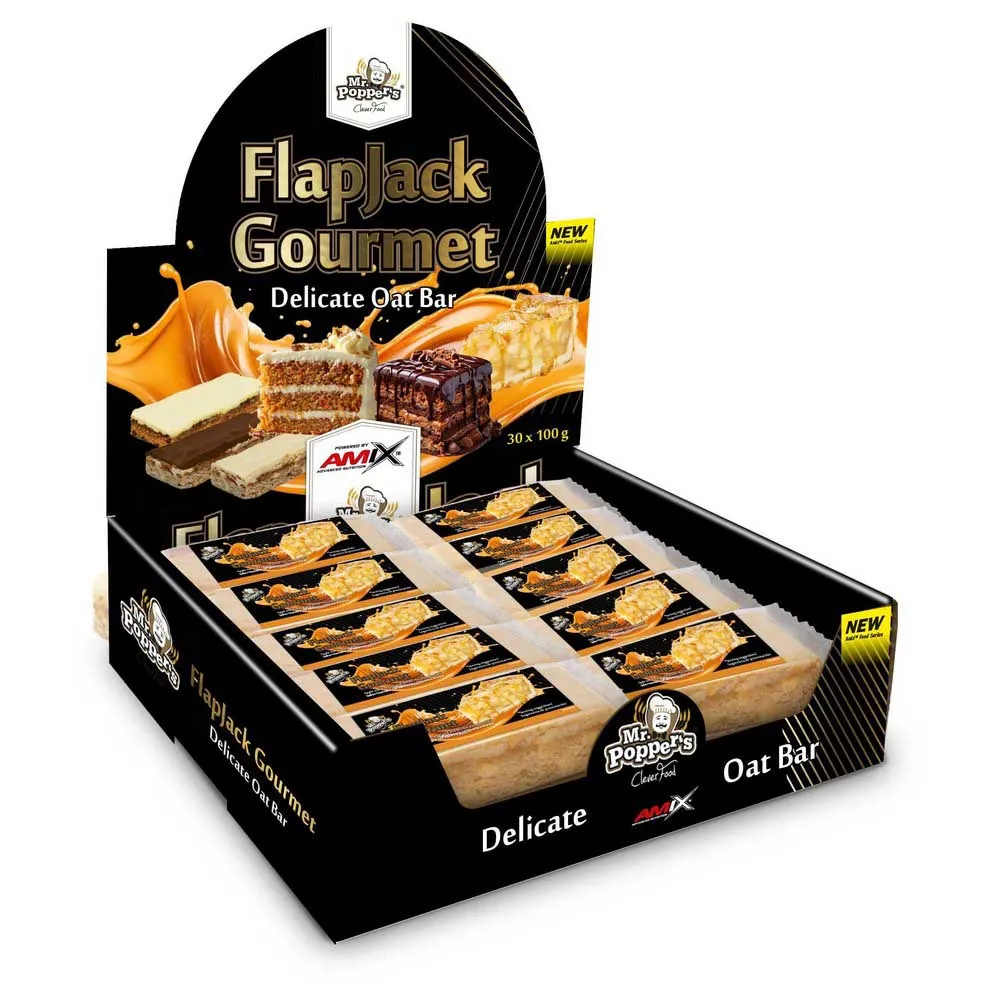 Amix Flapjack Gourmet 100g Energibar Vit Choklad Och Kola 30 Enheter, One size