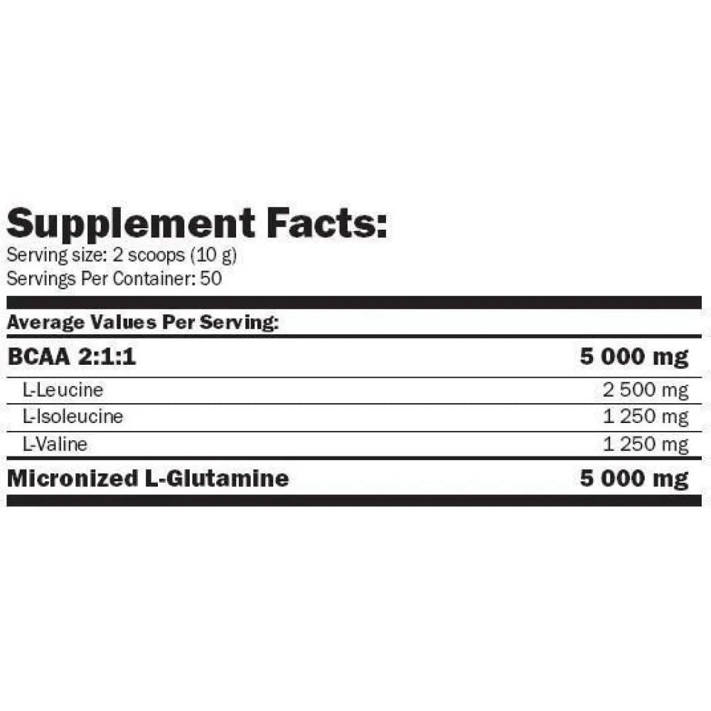 Amix Glutamin Bcaa-pulver 500g, Uncolor, One Size