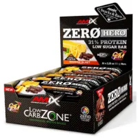 Amix Low Carb Zerohero Låda Med Proteinbars Apelsin 65g 15 Enheter
