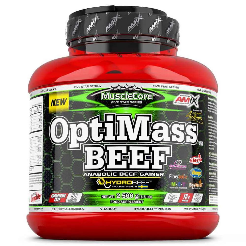 Amix Optimass Beef Proteinpulver För Dryck Dubbel Choklad Vit 2.5kg, One size