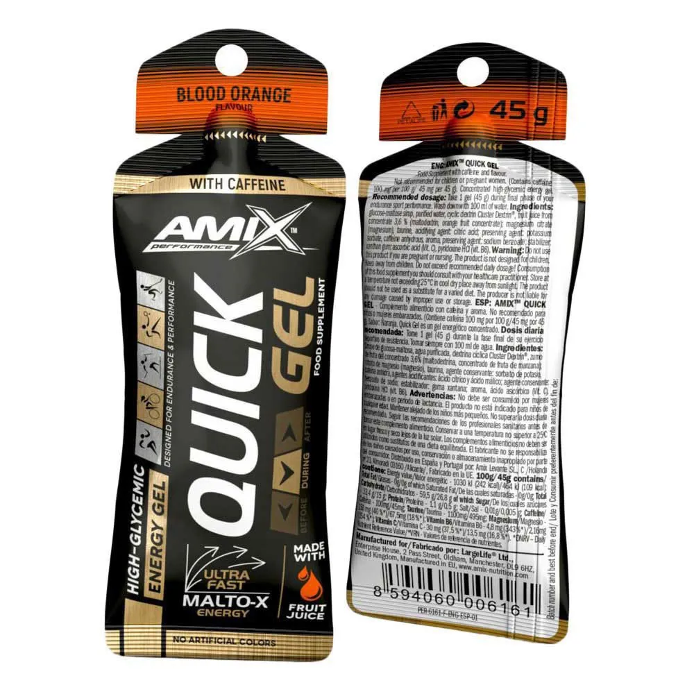 Amix Quick Låda Med Energigeler 45g 40 Enheter, Orange, 40 ud x 45g Amix Quick Låda Med Energigeler 45g 40 Enheter, Orange, 40 ud x 45g