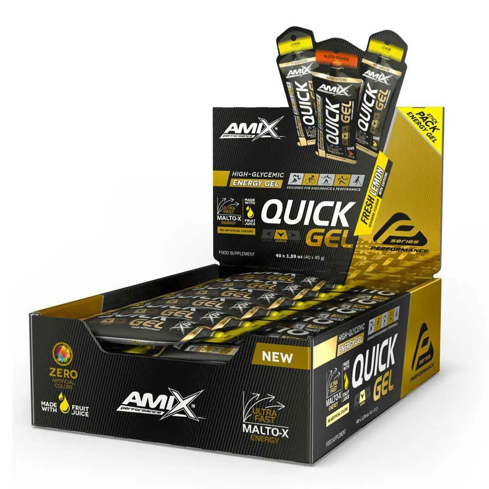 Amix Quick Låda Med Energigeler Citron 45g 40 Enheter, Black, One Size Amix Quick Låda Med Energigeler Citron 45g 40 Enheter, Black, One Size