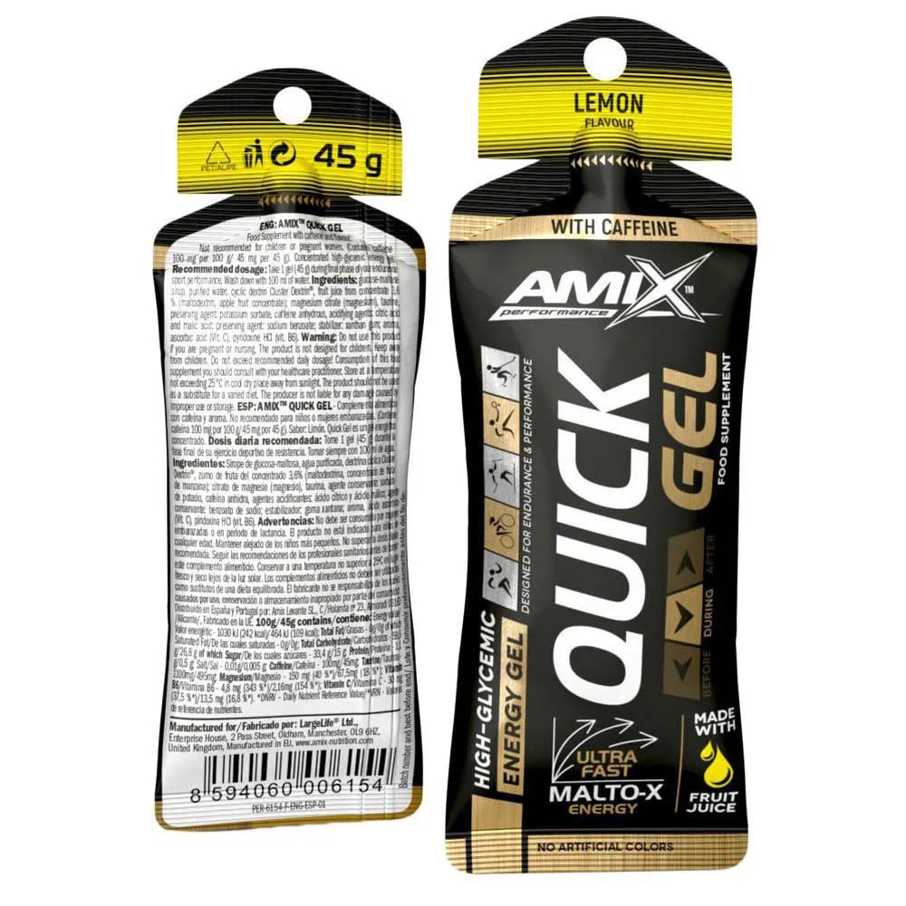 Amix Quick Låda Med Energigeler Citron 45g 40 Enheter, Black, One Size Amix Quick Låda Med Energigeler Citron 45g 40 Enheter, Black, One Size