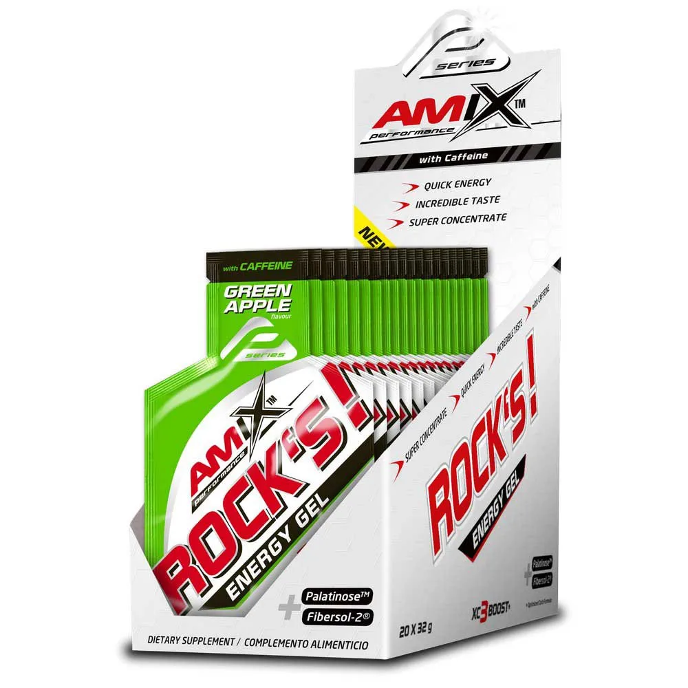 Amix Rock´s Caf Låda Med Energigeler Grönt äpple 32g 20 Enheter, One size