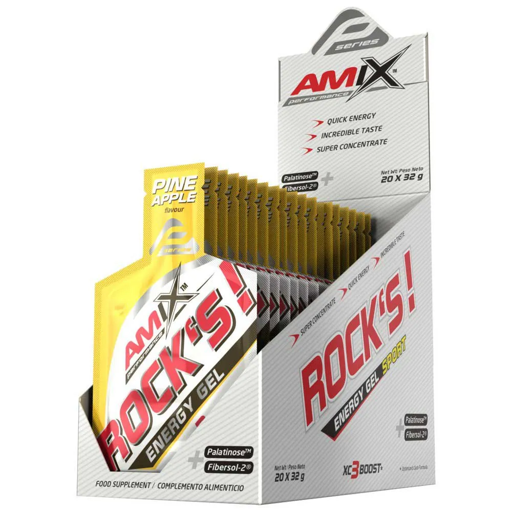 Amix Rock´s Låda Med Energigeler Ananas 32g 20 Enheter, One size