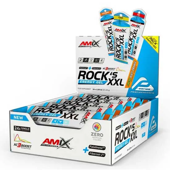 Amix Rock´s Xxl 65g Orange Låda Med Energigeler 24 Enheter, Multicolor, One Size Amix Rock´s Xxl 65g Orange Låda Med Energigeler 24 Enheter, Multicolor, One Size