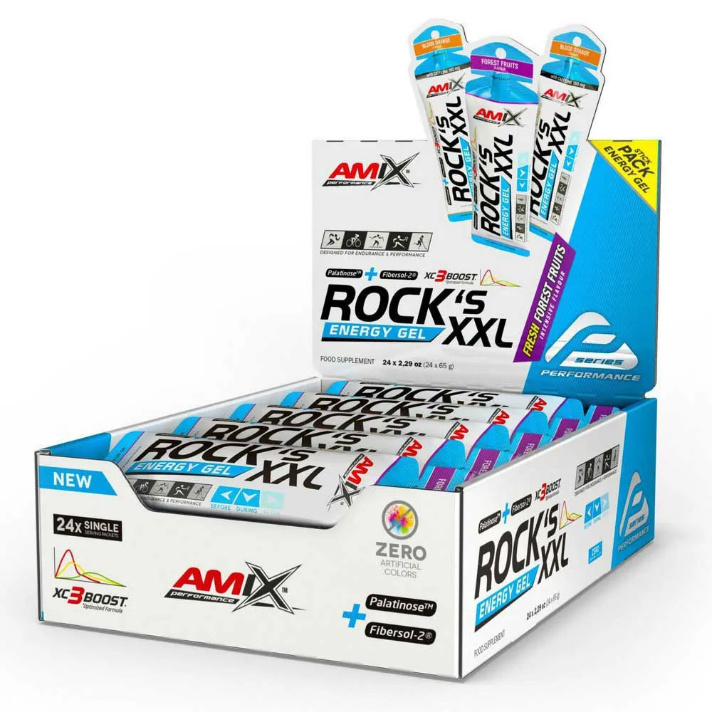 Amix Rock´s Xxl Låda Med Energigeler Bär 65g 24 Enheter, Forest fruits, 24 ud x 65g Amix Rock´s Xxl Låda Med Energigeler Bär 65g 24 Enheter, Forest fruits, 24 ud x 65g