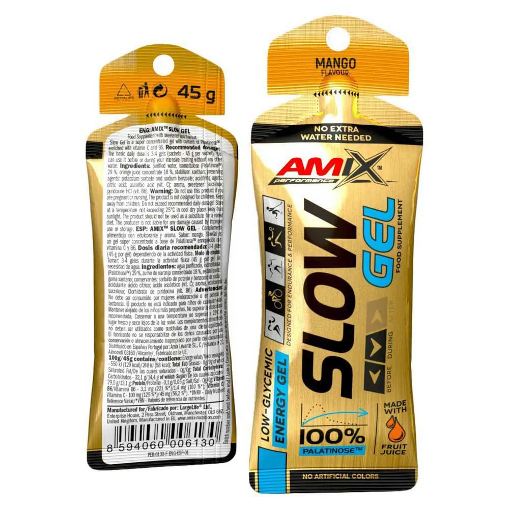 Amix Slow Låda Med Energigeler Mango 45g 40 Enheter, Yellow, One Size Amix Slow Låda Med Energigeler Mango 45g 40 Enheter, Yellow, One Size