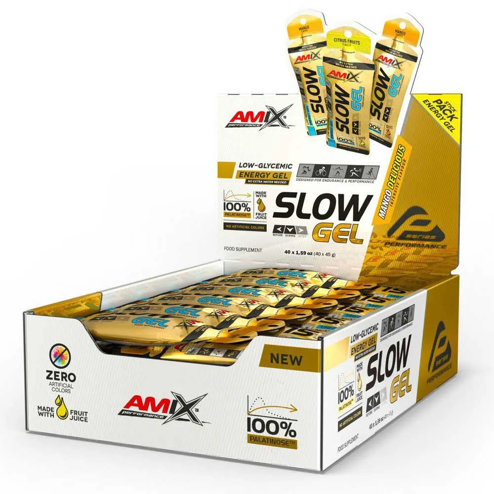 Amix Slow Låda Med Energigeler Mango 45g 40 Enheter, Yellow, One Size Amix Slow Låda Med Energigeler Mango 45g 40 Enheter, Yellow, One Size