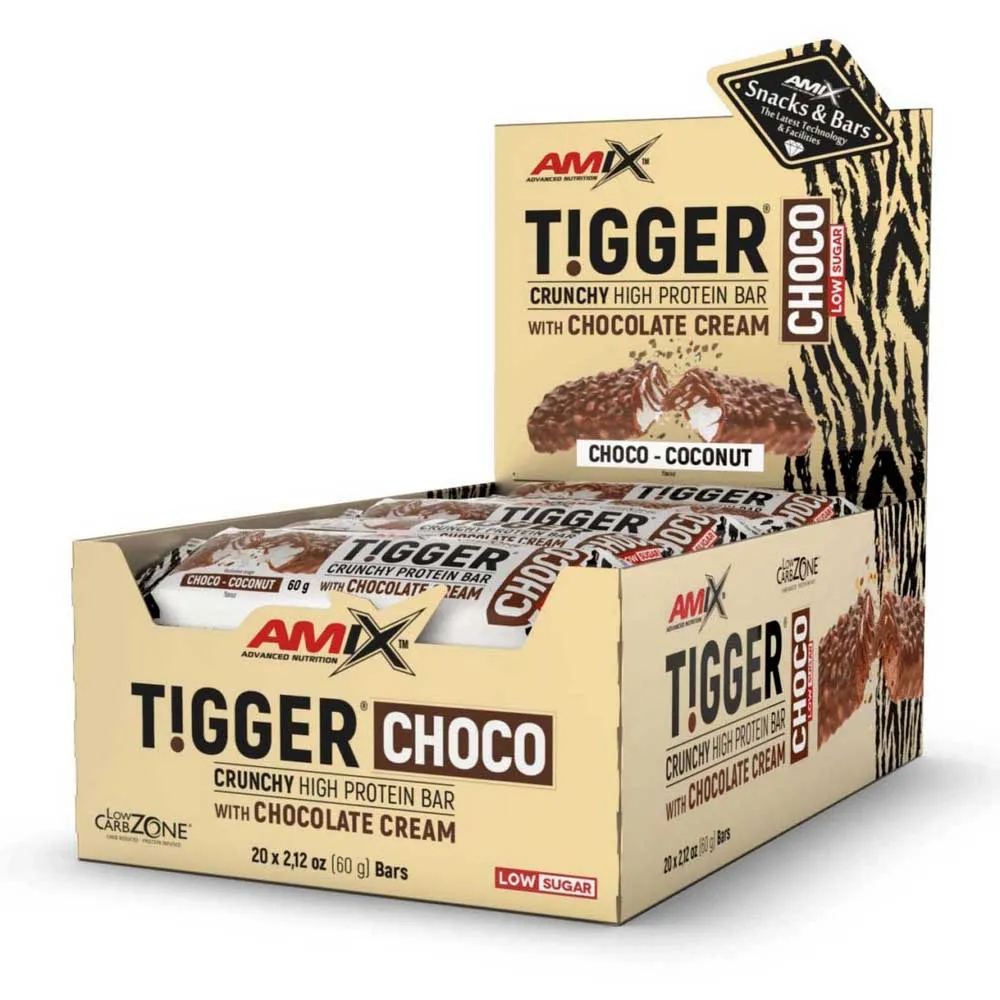 Amix Tiggerzero Proteinbarslåda Kokos Och Choklad 60g 20 Enheter, One size