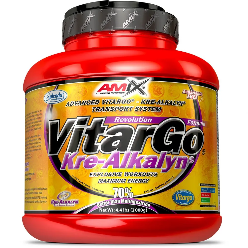 Amix Vitargo + Kre-alkalyn Kreatinpulver Citron 2kg, Red / orange, One Size