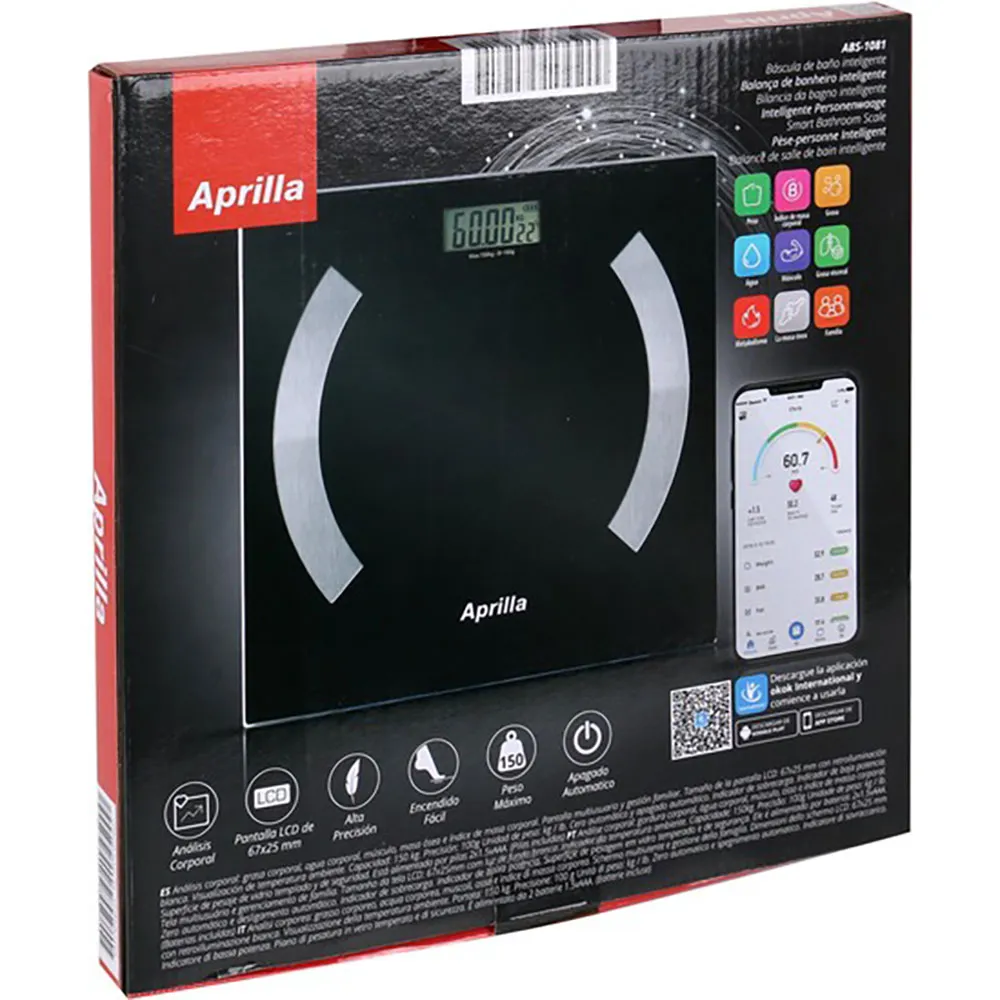 Aprilla Smart Badrumsvåg Med Bluetooth 150kg, Multicolor, One Size