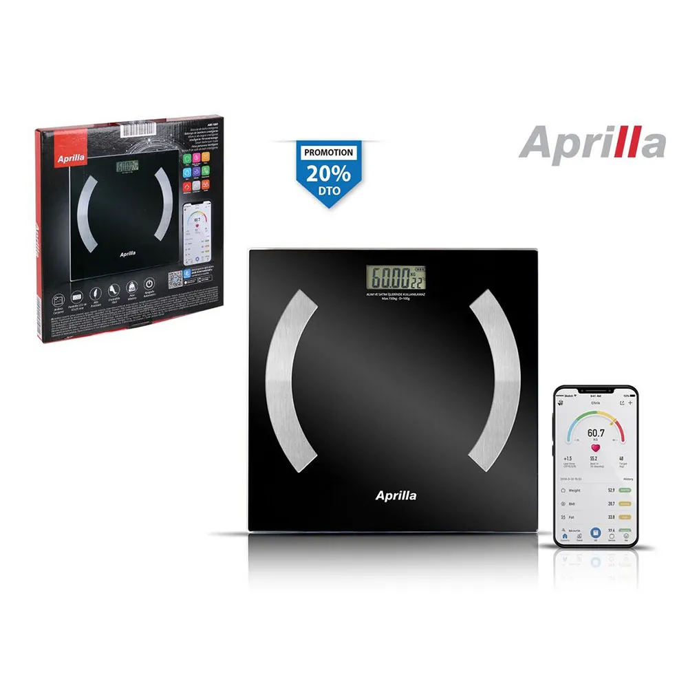 Aprilla Smart Badrumsvåg Med Bluetooth 150kg, Multicolor, One Size