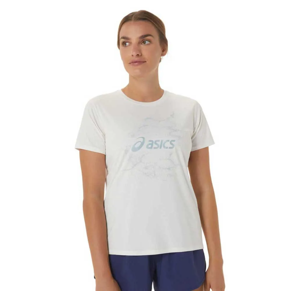 Asics Nagino Graphic Run T-shirt Med Korta ärmar female, Cream