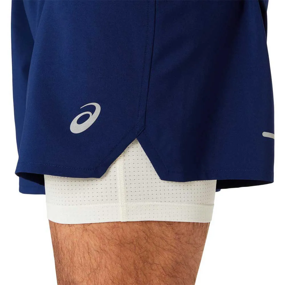 Asics Road 2-in-1 5inch Shorts male, Blue expanse / birch