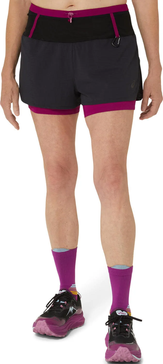Asics Women's Fujitrail 2-N-1 Short Performance, Performance Black/Blackberry