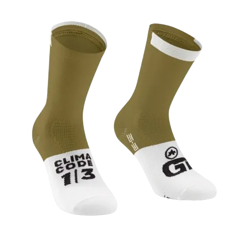 ASSOS GT C2 Cykelstrumpor, Millennio Ocher, Grön/vit ASSOS GT C2 Cykelstrumpor, Millennio Ocher, Grön/vit