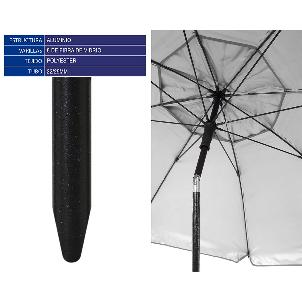 Atosa 22/25 Mm Orientable Oxford Aluminium Parasoll 200 Cm unisex