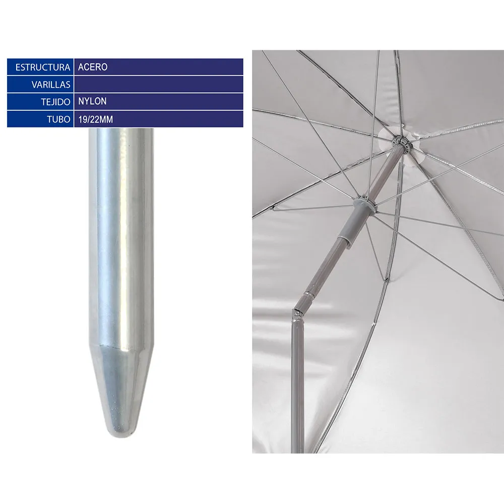Atosa Nylon Vändbara Fransar/metallisk Upf 30 Parasoll 19/22 Mm 180 Cm unisex, Multicolor, One Size