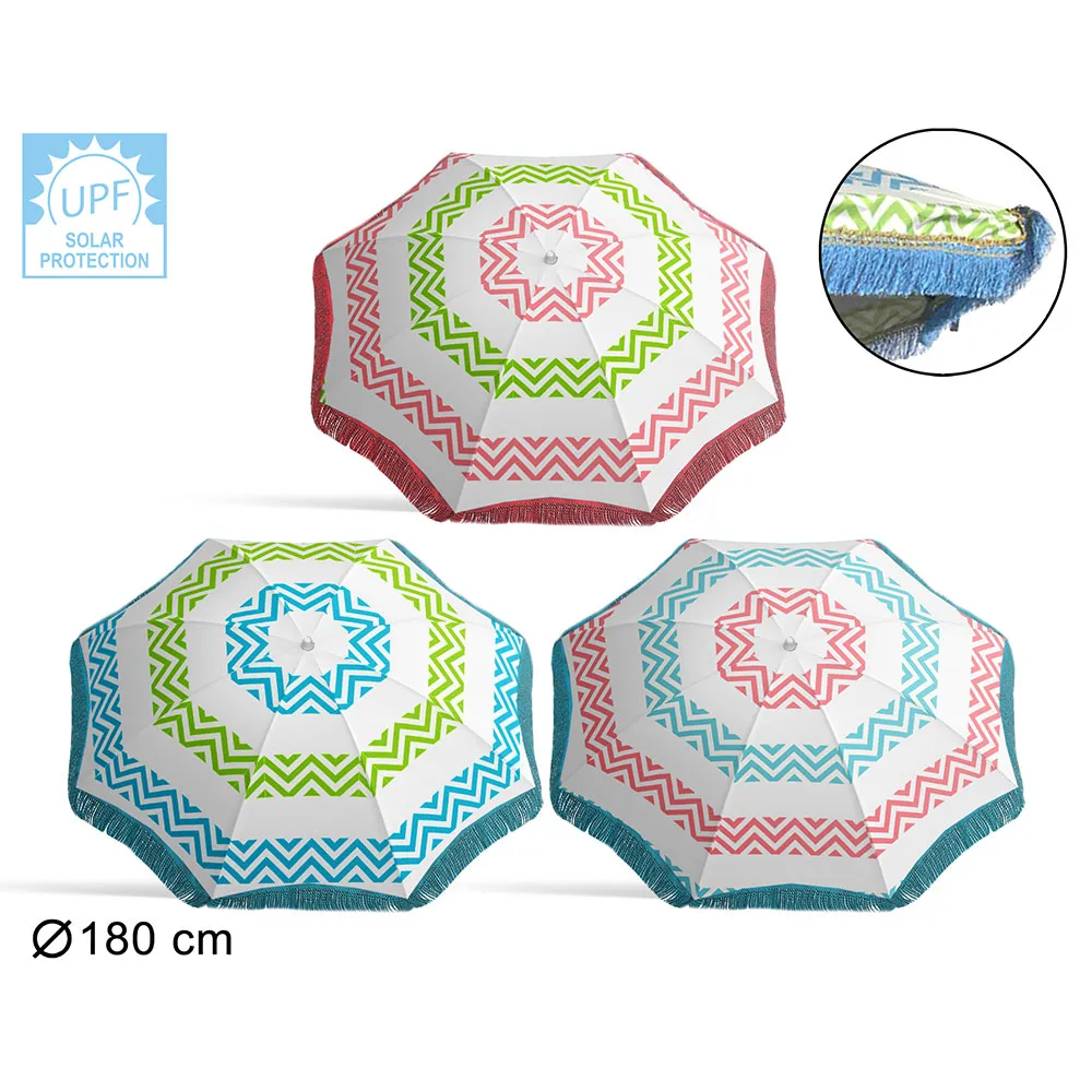 Atosa Nylon Vändbara Fransar/metallisk Upf 30 Parasoll 19/22 Mm 180 Cm unisex, Multicolor, One Size