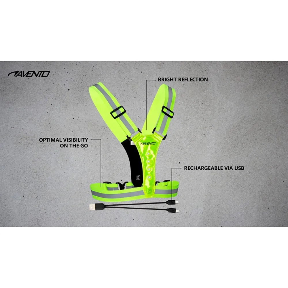 Avento Rechargeable Led Reflekterande Löparväst unisex, Fluorescent yellow, One Size