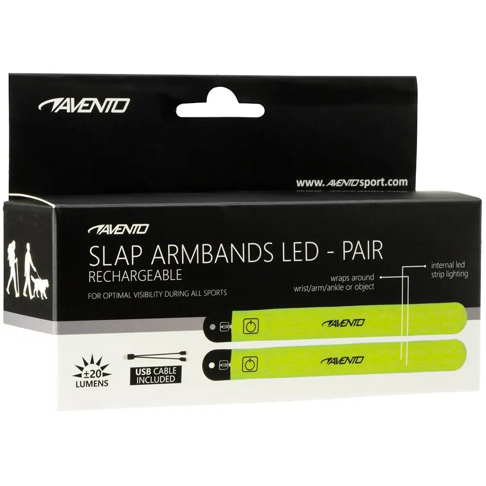 Avento Slap-on Rechargeable Led Armband 2 Enheter unisex, Fluorescent yellow / silver grey, One Size