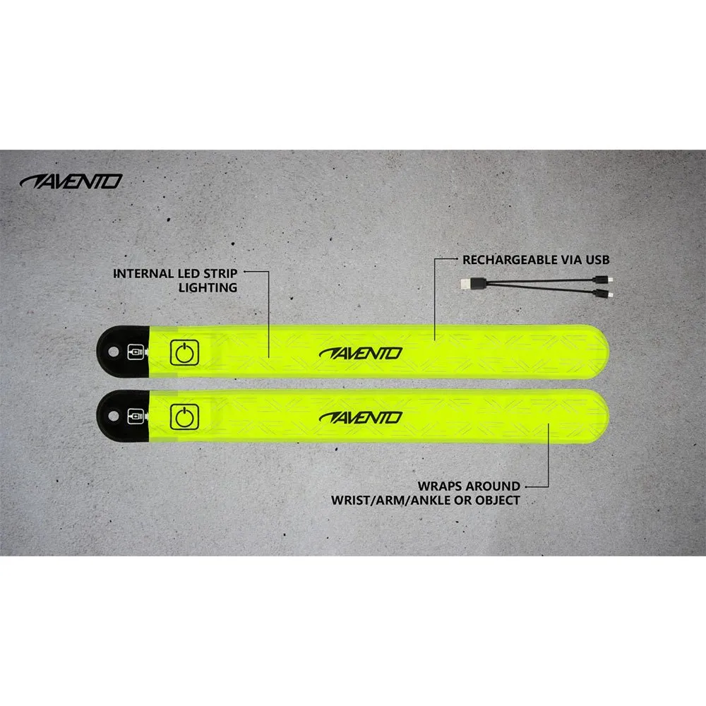 Avento Slap-on Rechargeable Led Armband 2 Enheter unisex, Fluorescent yellow / silver grey, One Size