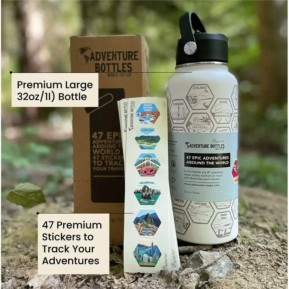Awesome Maps Adventure World 1l Termosflaska, White, One Size