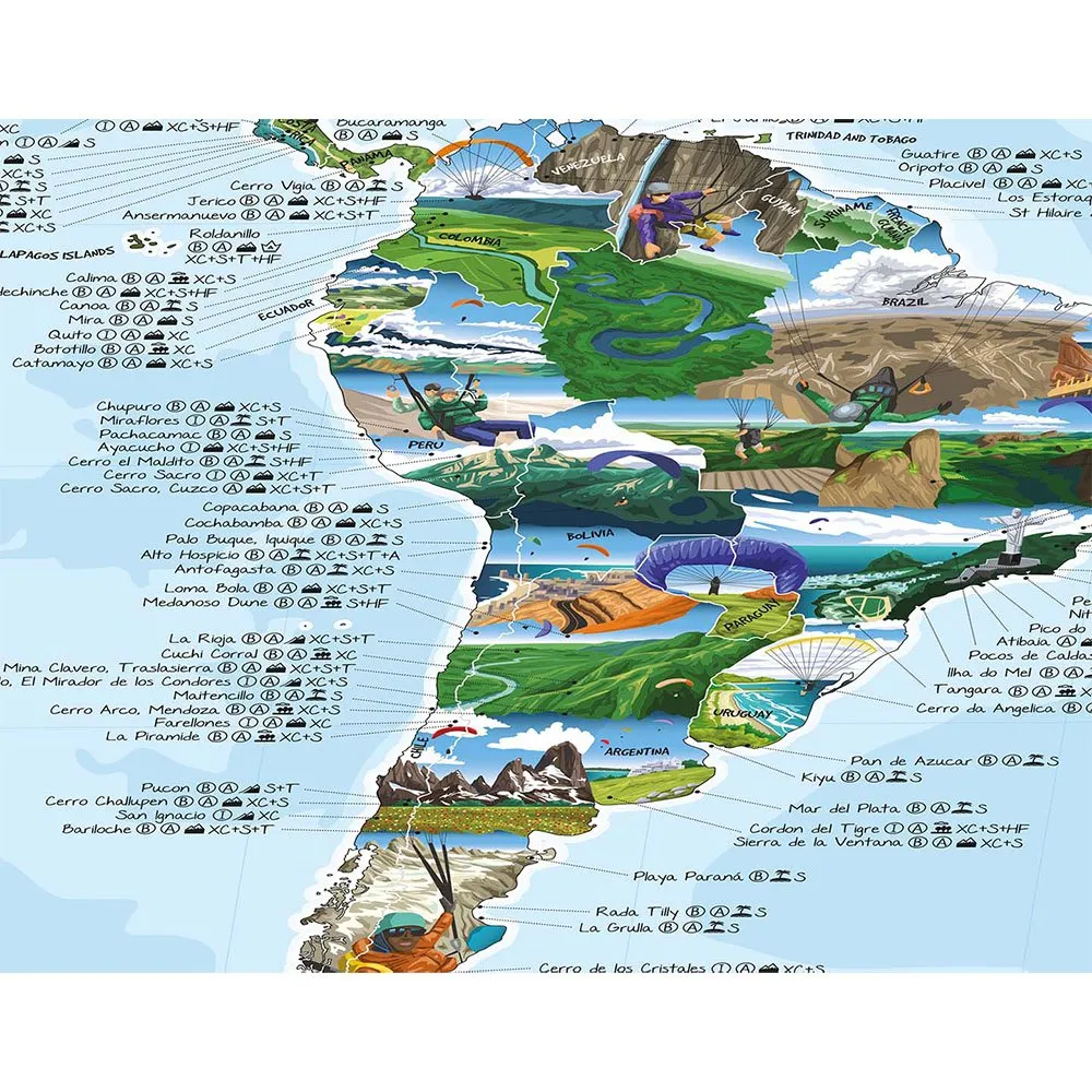 Awesome Maps Best Paragliding Spots In The World Karta, One size Awesome Maps Best Paragliding Spots In The World Karta, One size
